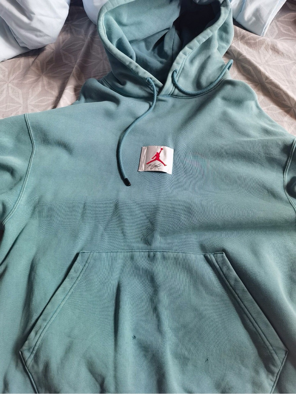 Jordan Teal Pullover Hoodie with Red Jumpman Patch